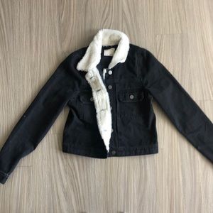 Sherpa Lined Black Jean Jacket